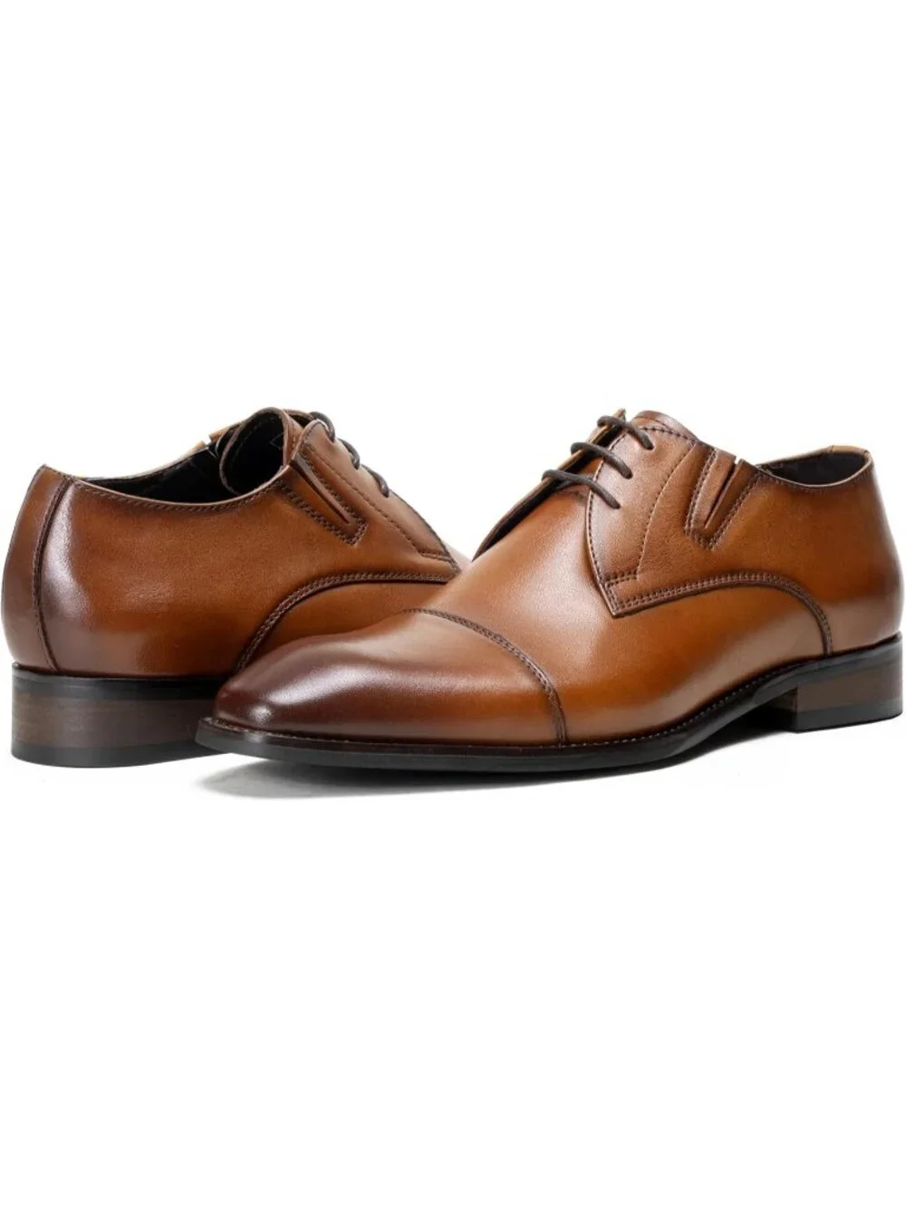 Men's Yellow Brown Leather Cap Toe Formal Lace Up Business Oxford Dress Shoes